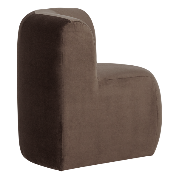 Mojo base eetbank hoek rugleuning velvet bruin