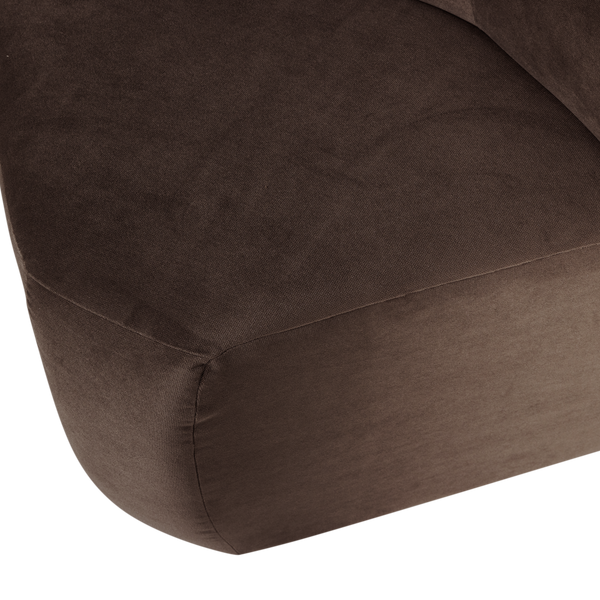 Mojo base eetbank hoek rugleuning velvet bruin