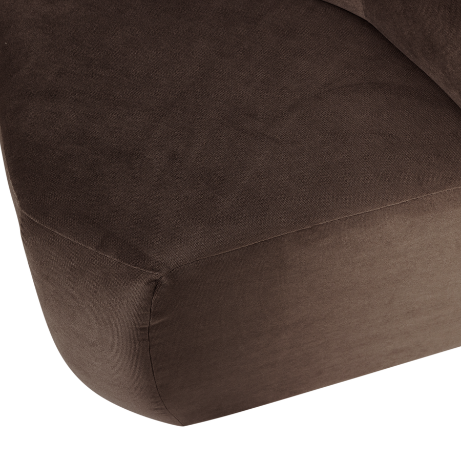Mojo base eetbank hoek rugleuning velvet bruin