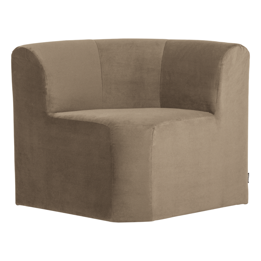 Mojo base eetbank hoek rugleuning velvet khaki