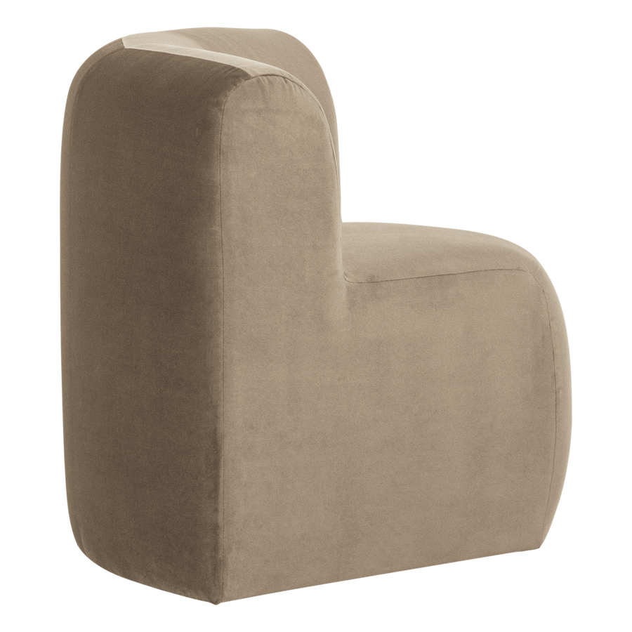 Mojo base eetbank hoek rugleuning velvet khaki