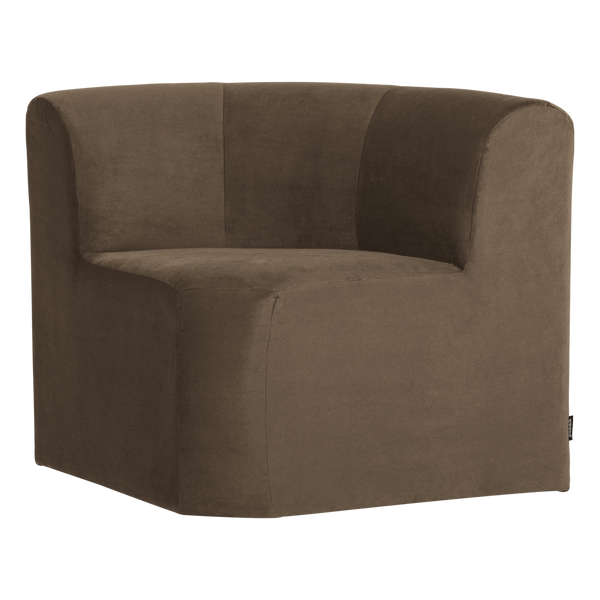 Mojo base eetbank hoek rugleuning velvet taupe