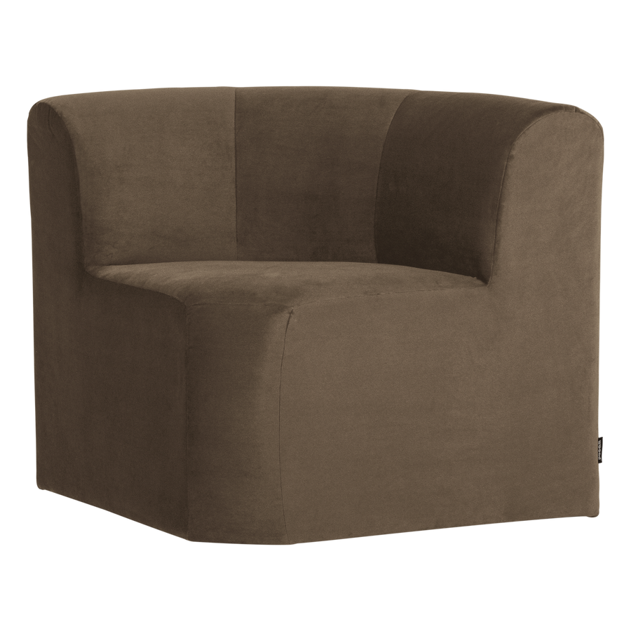 Mojo base eetbank hoek rugleuning velvet taupe