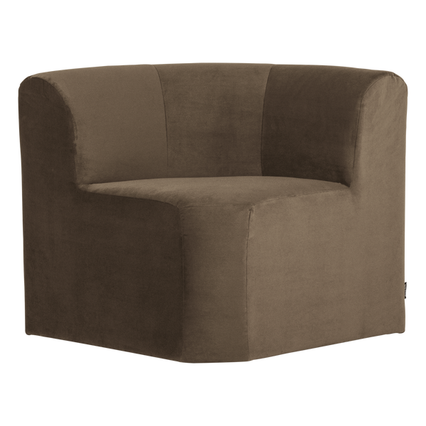 Mojo base eetbank hoek rugleuning velvet taupe
