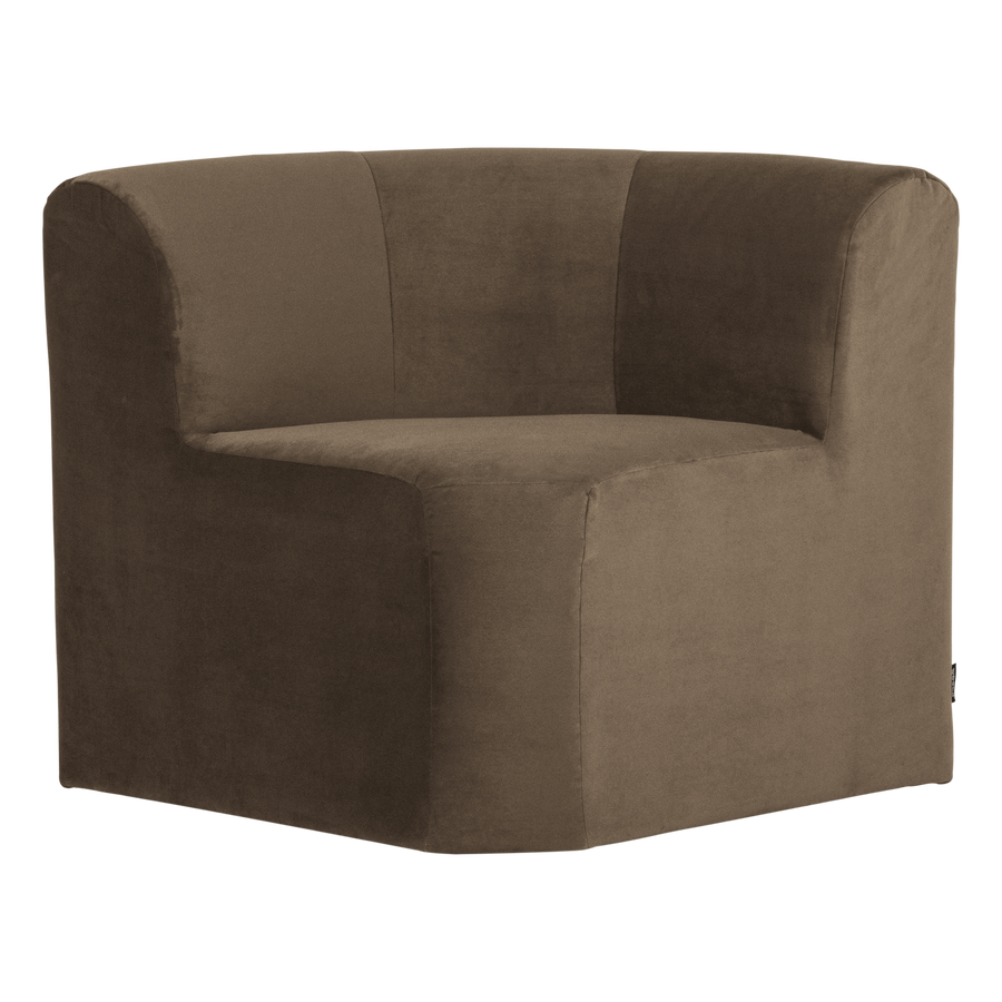 Mojo base eetbank hoek rugleuning velvet taupe