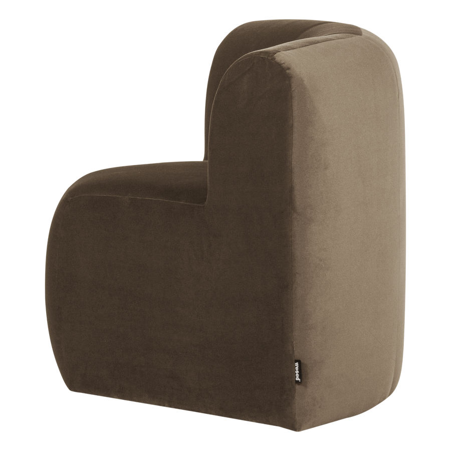 Mojo base eetbank hoek rugleuning velvet taupe