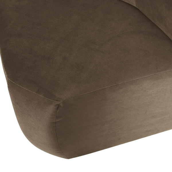 Mojo base eetbank hoek rugleuning velvet taupe