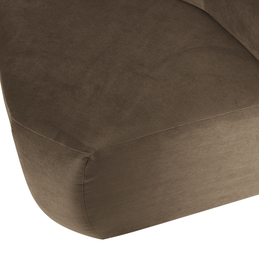 Mojo base eetbank hoek rugleuning velvet taupe