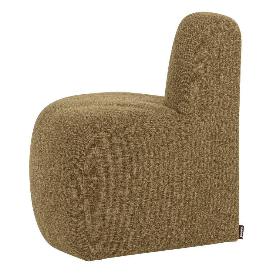 Mojo base eetbank hoek rond rugleuning boucle geel/bruin