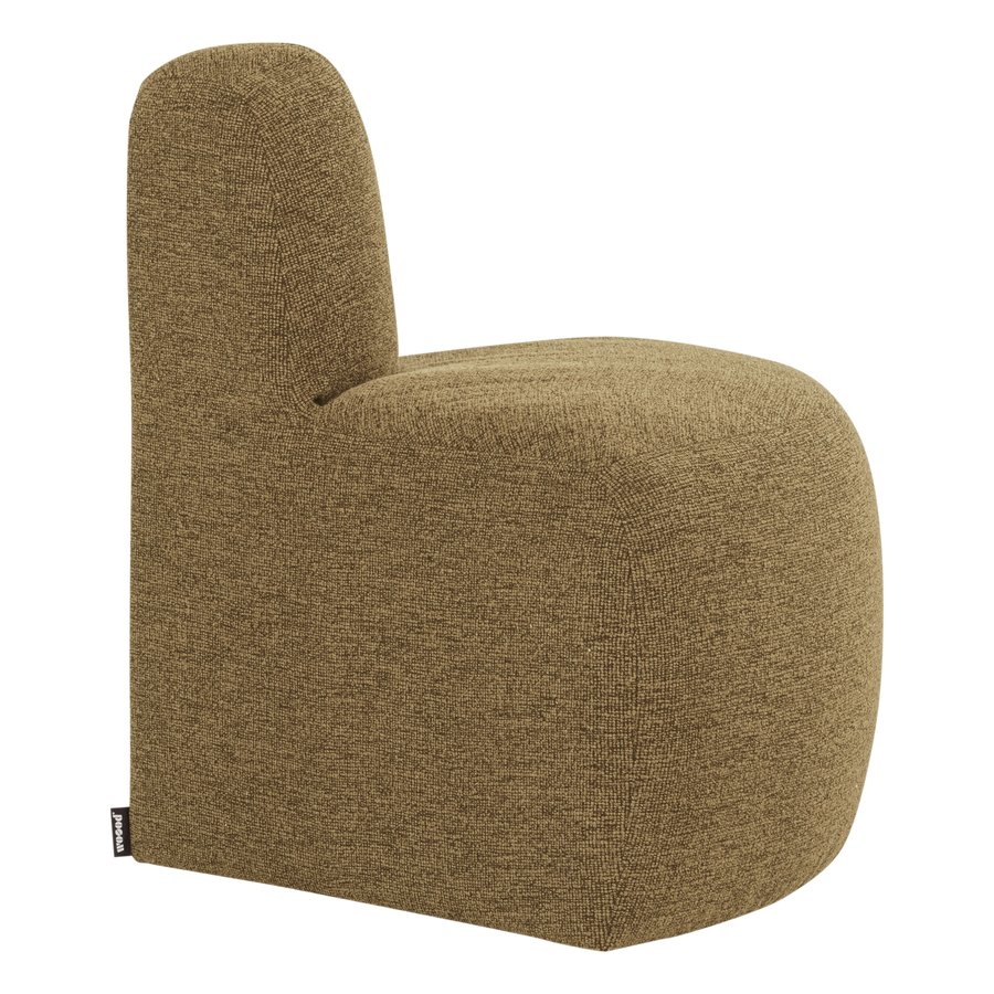 Mojo base eetbank hoek rond rugleuning boucle geel/bruin