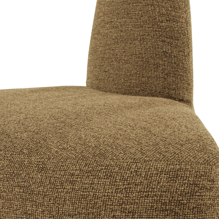Mojo base eetbank hoek rond rugleuning boucle geel/bruin
