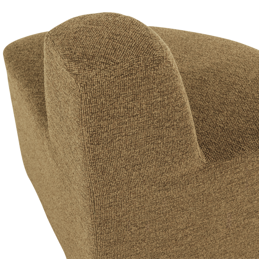 Mojo base eetbank hoek rond rugleuning boucle geel/bruin