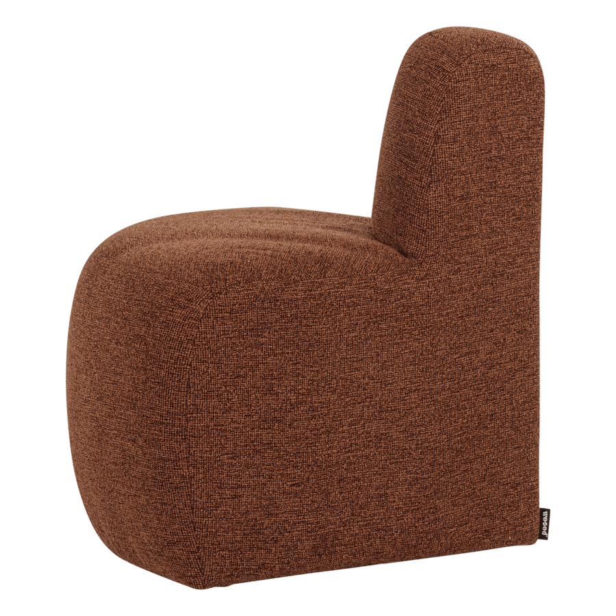 Mojo base eetbank hoek rond rugleuning boucle roestbruin
