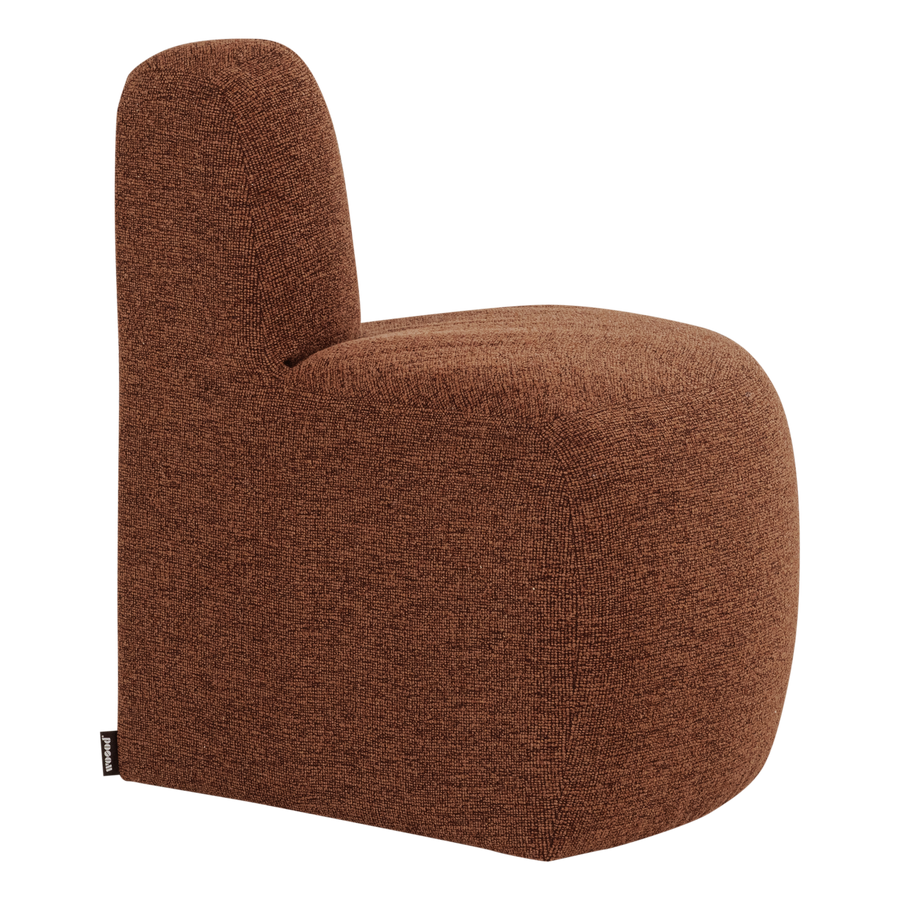 Mojo base eetbank hoek rond rugleuning boucle roestbruin