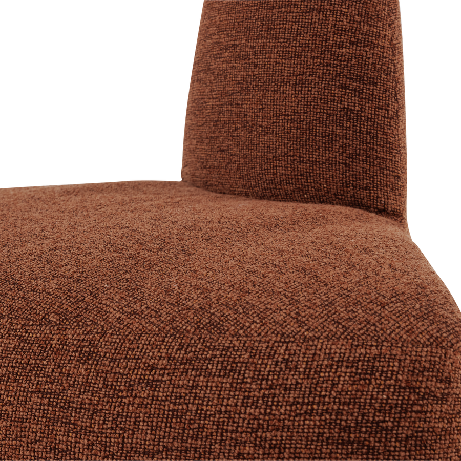 Mojo base eetbank hoek rond rugleuning boucle roestbruin