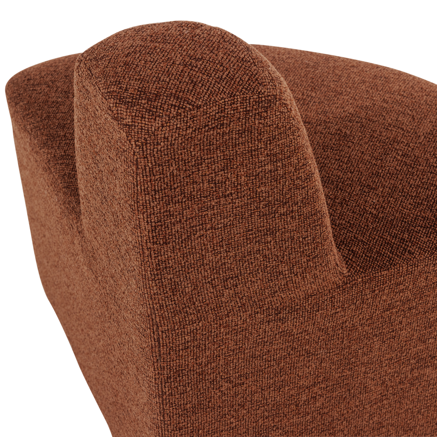 Mojo base eetbank hoek rond rugleuning boucle roestbruin