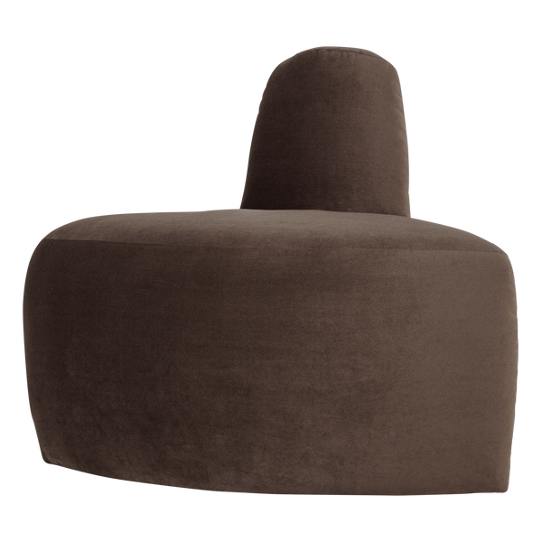 Mojo base eetbank hoek rond rugleuning velvet bruin