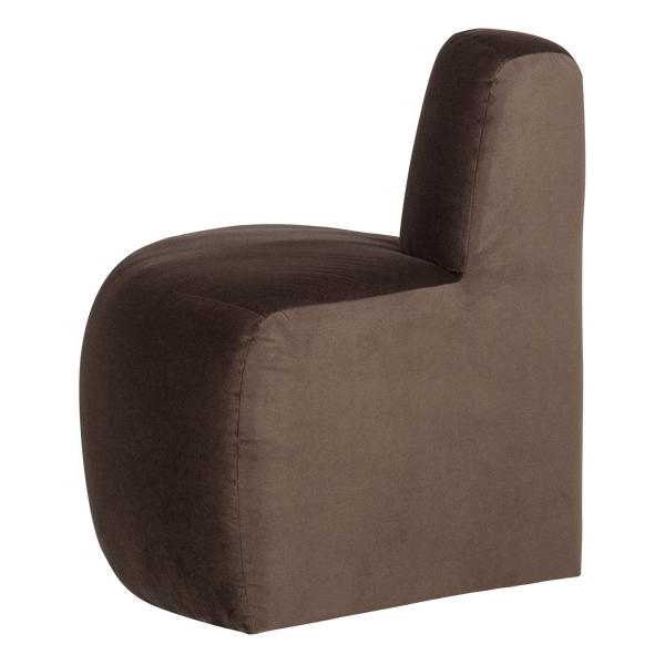 Mojo base eetbank hoek rond rugleuning velvet bruin