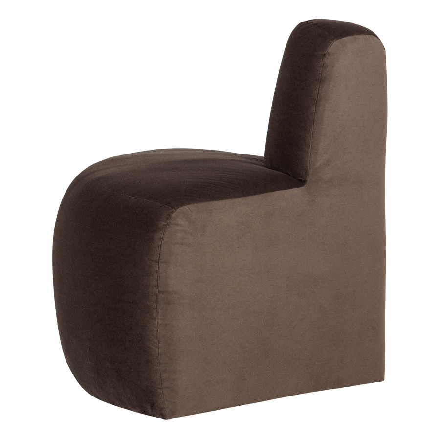 Mojo base eetbank hoek rond rugleuning velvet bruin