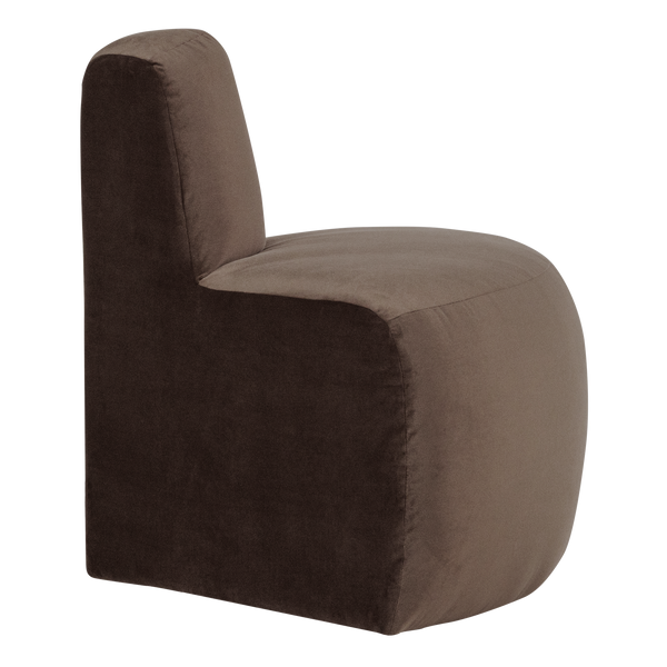 Mojo base eetbank hoek rond rugleuning velvet bruin