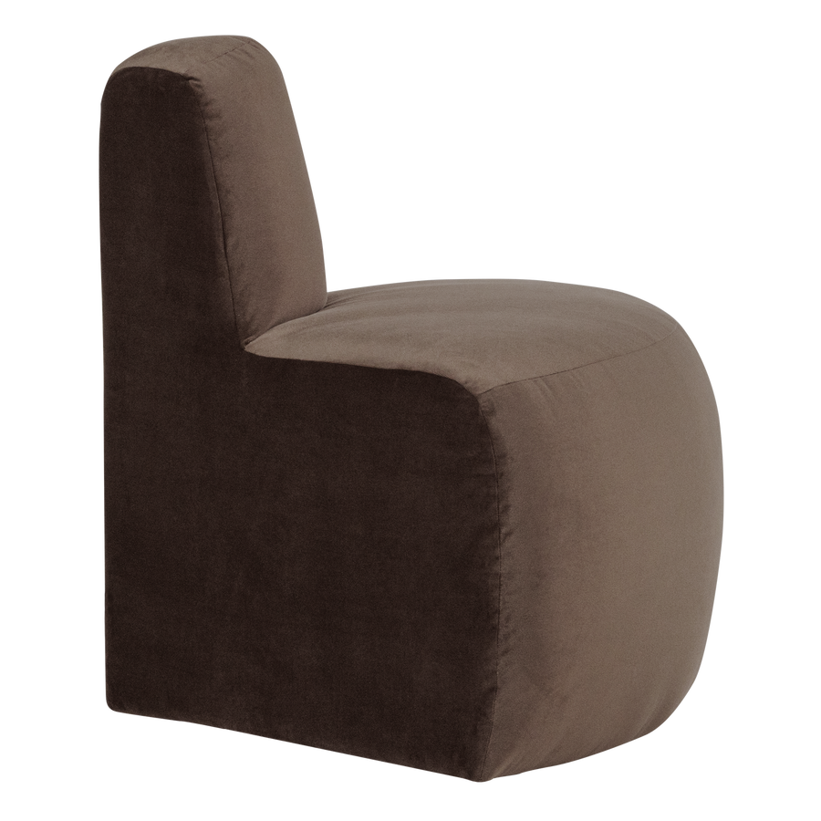 Mojo base eetbank hoek rond rugleuning velvet bruin