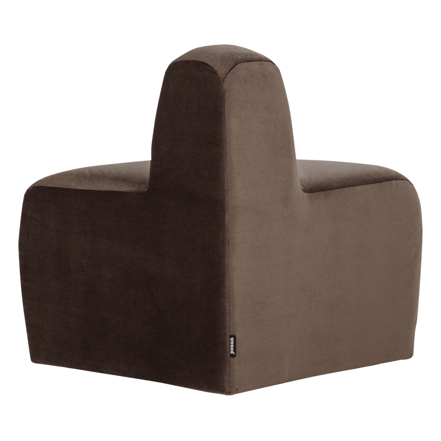 Mojo base eetbank hoek rond rugleuning velvet bruin