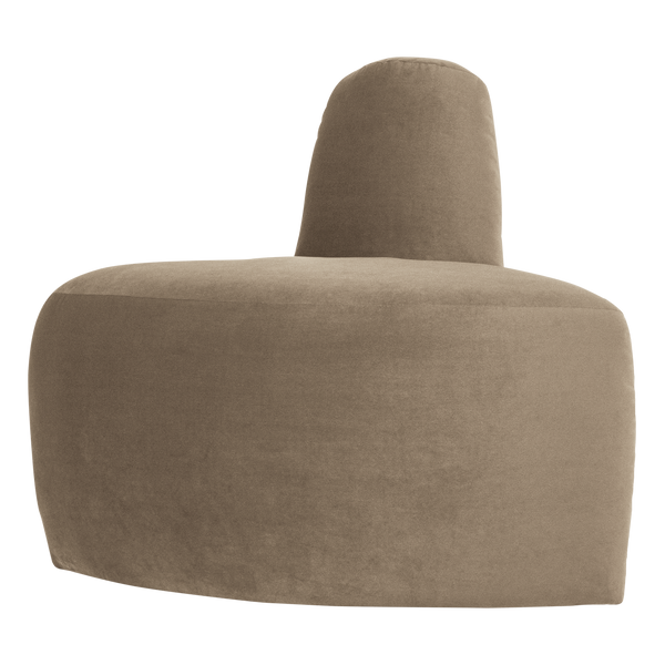 Mojo base eetbank hoek rond rugleuning velvet khaki