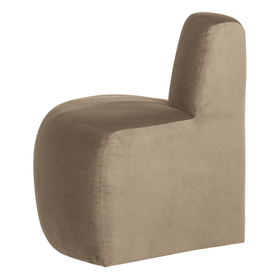 Mojo base eetbank hoek rond rugleuning velvet khaki