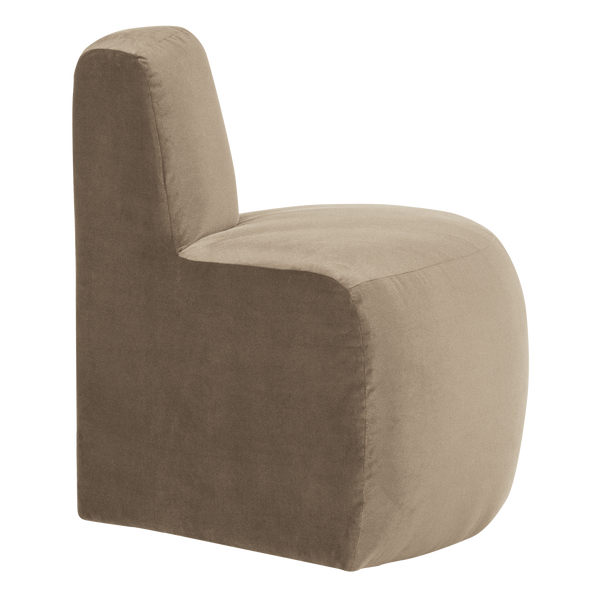 Mojo base eetbank hoek rond rugleuning velvet khaki