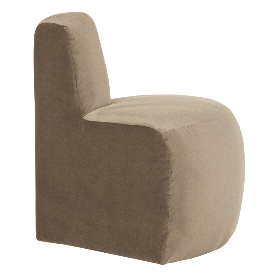 Mojo base eetbank hoek rond rugleuning velvet khaki