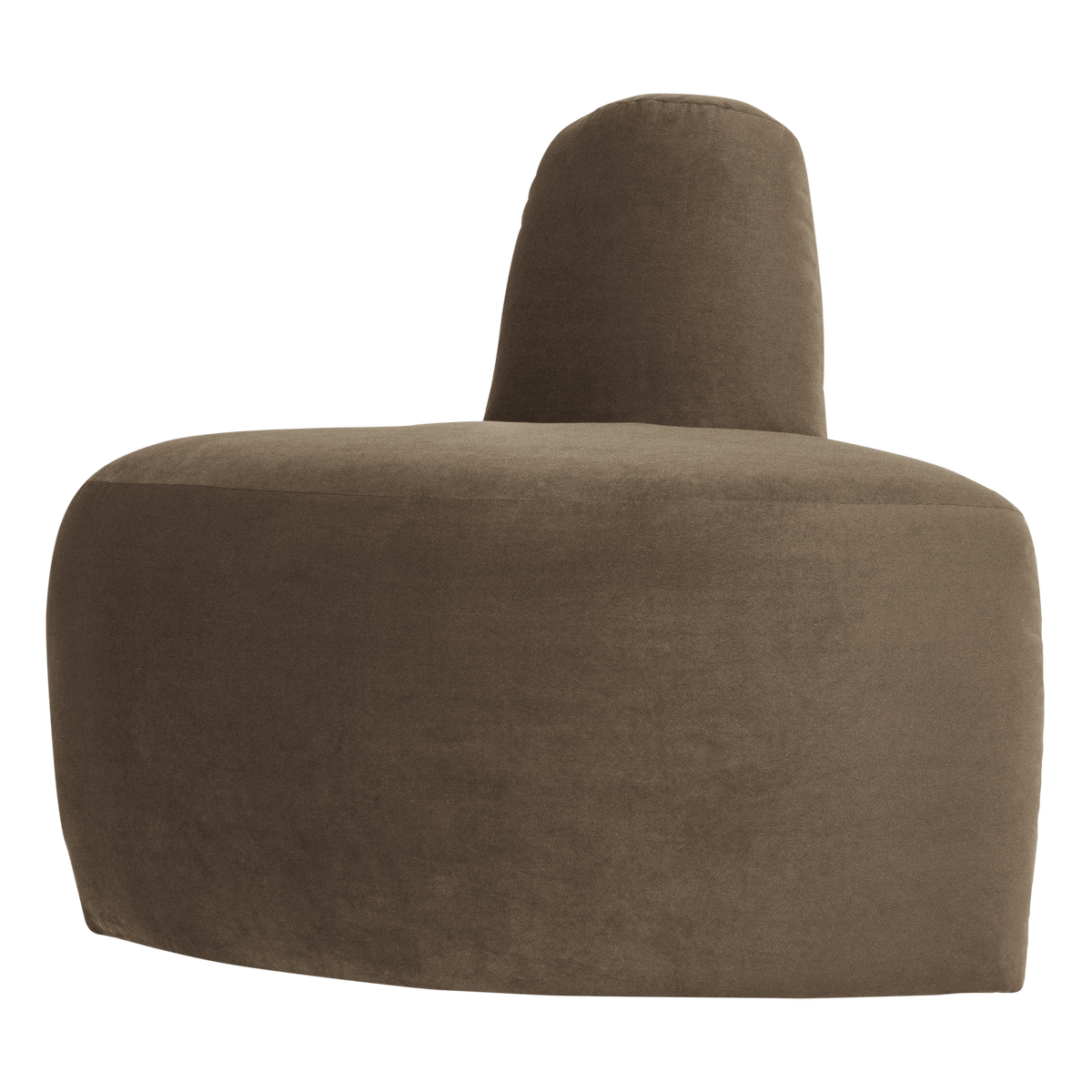 Mojo base eetbank hoek rond rugleuning velvet taupe