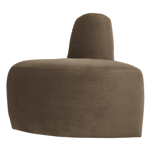 Mojo base eetbank hoek rond rugleuning velvet taupe