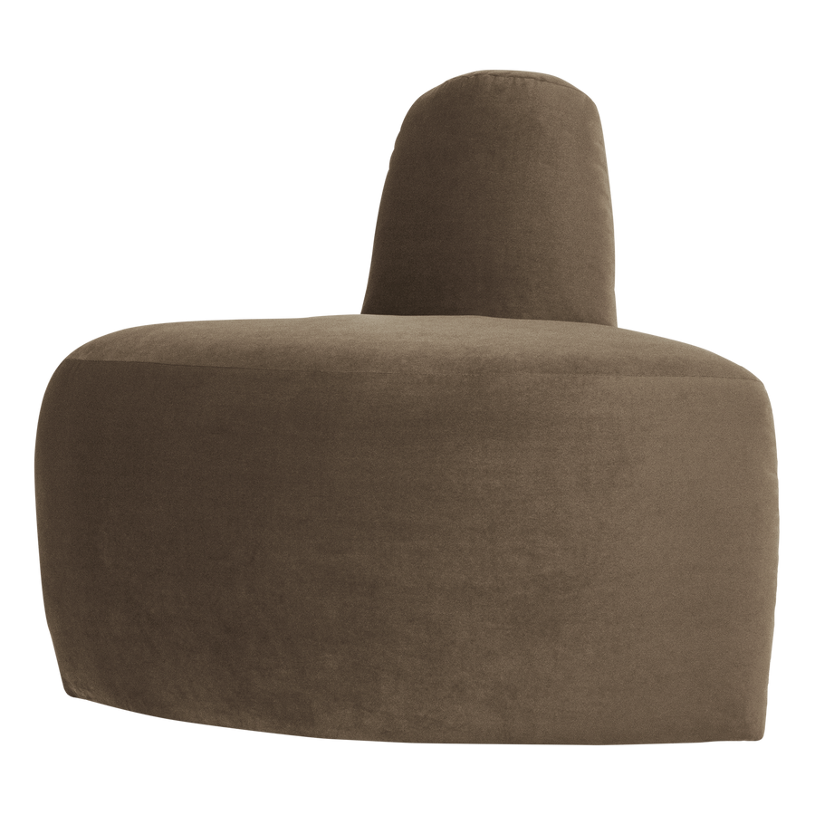 Mojo base eetbank hoek rond rugleuning velvet taupe