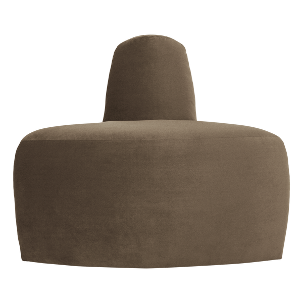 Mojo base eetbank hoek rond rugleuning velvet taupe