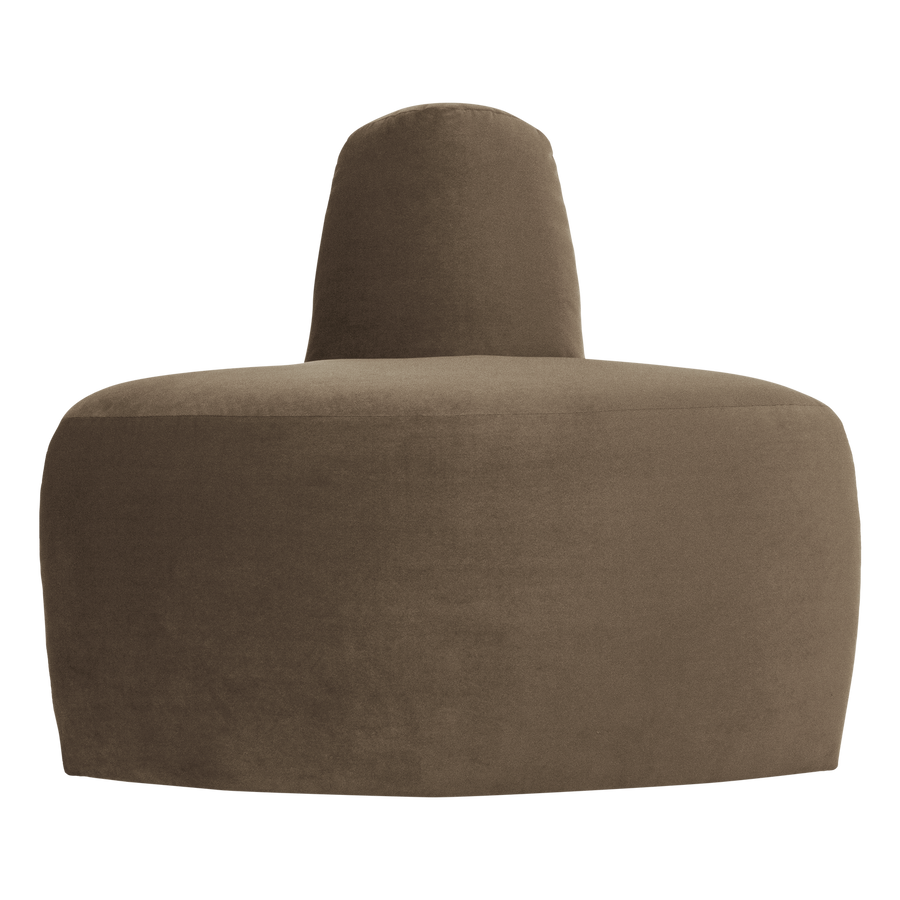 Mojo base eetbank hoek rond rugleuning velvet taupe