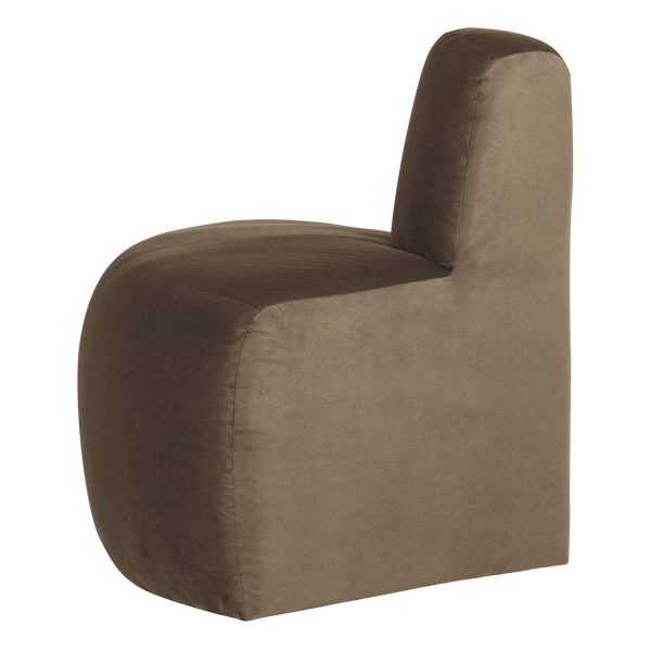 Mojo base eetbank hoek rond rugleuning velvet taupe