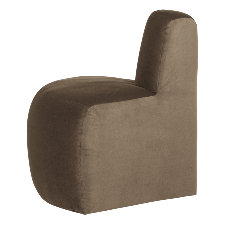 Mojo base eetbank hoek rond rugleuning velvet taupe
