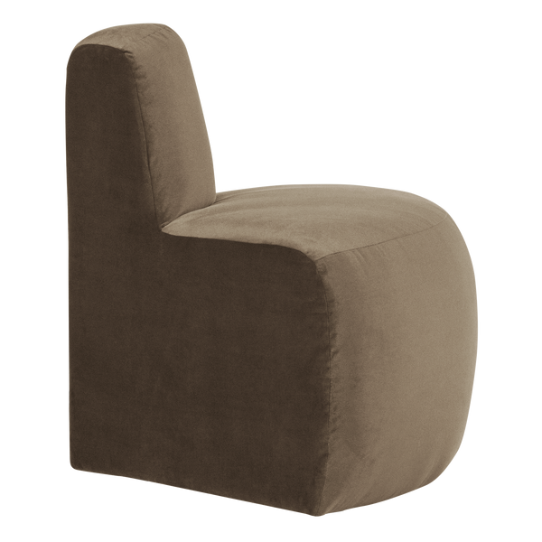 Mojo base eetbank hoek rond rugleuning velvet taupe