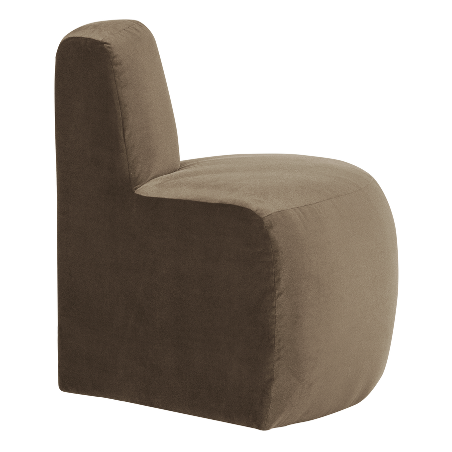 Mojo base eetbank hoek rond rugleuning velvet taupe