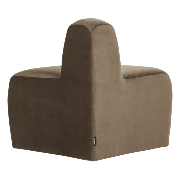 Mojo base eetbank hoek rond rugleuning velvet taupe