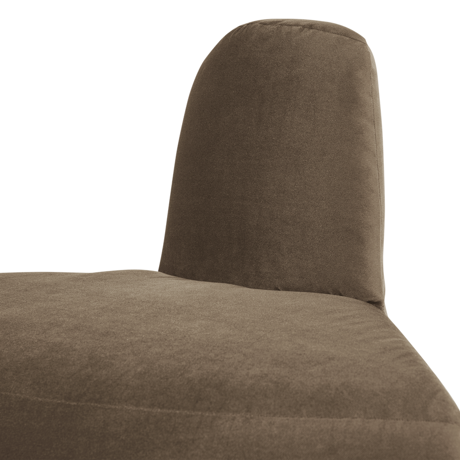 Mojo base eetbank hoek rond rugleuning velvet taupe