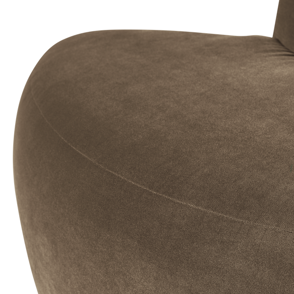Mojo base eetbank hoek rond rugleuning velvet taupe