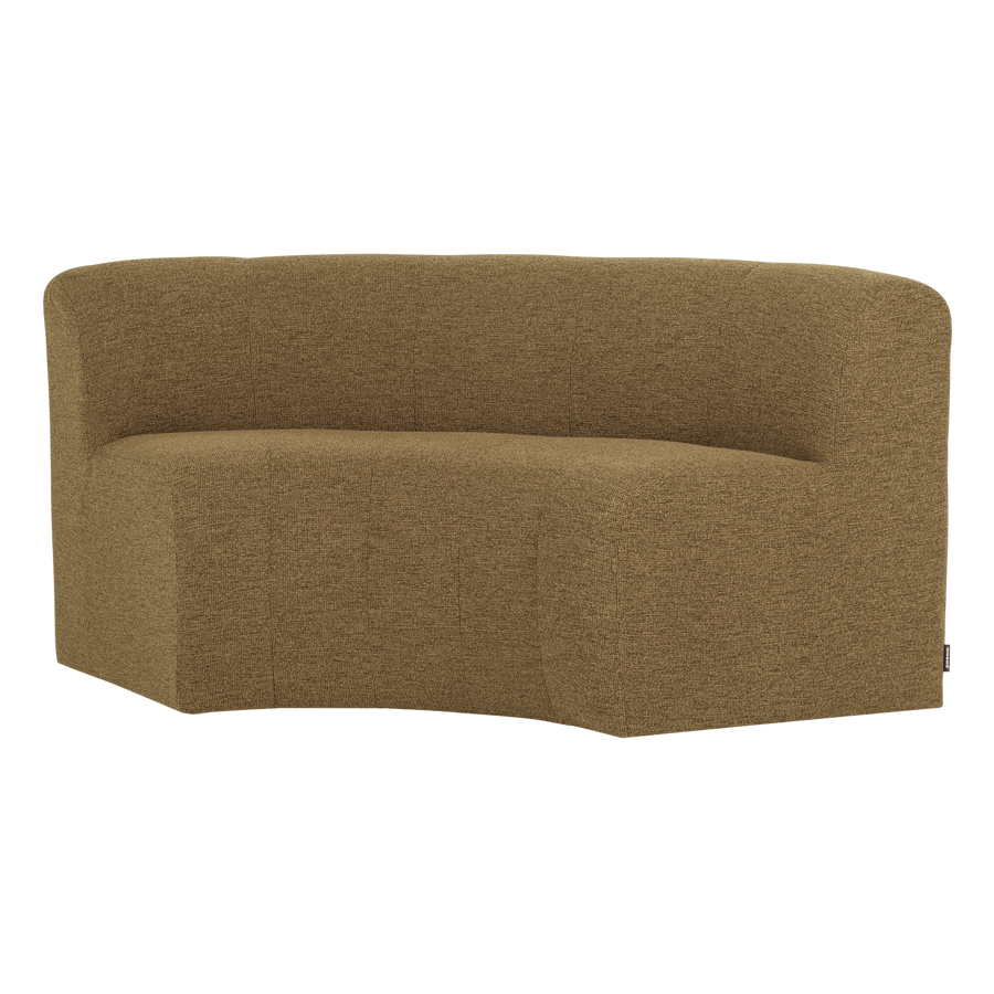Mojo base eetbank halfronde hoek rugleuning boucle geel/bruin