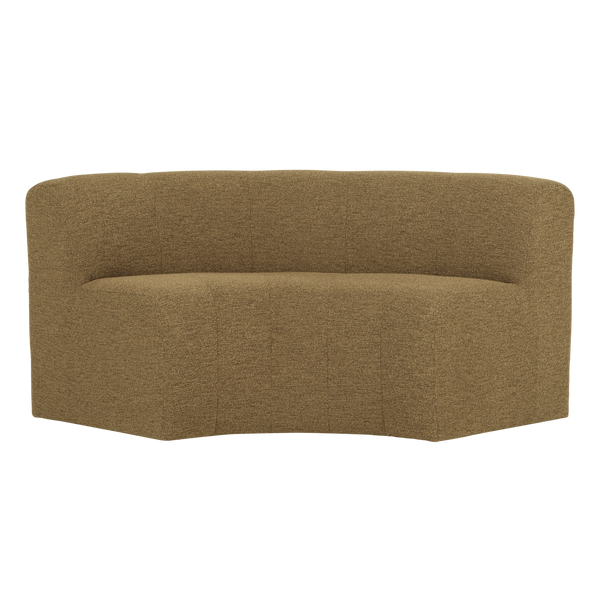 Mojo base eetbank halfronde hoek rugleuning boucle geel/bruin