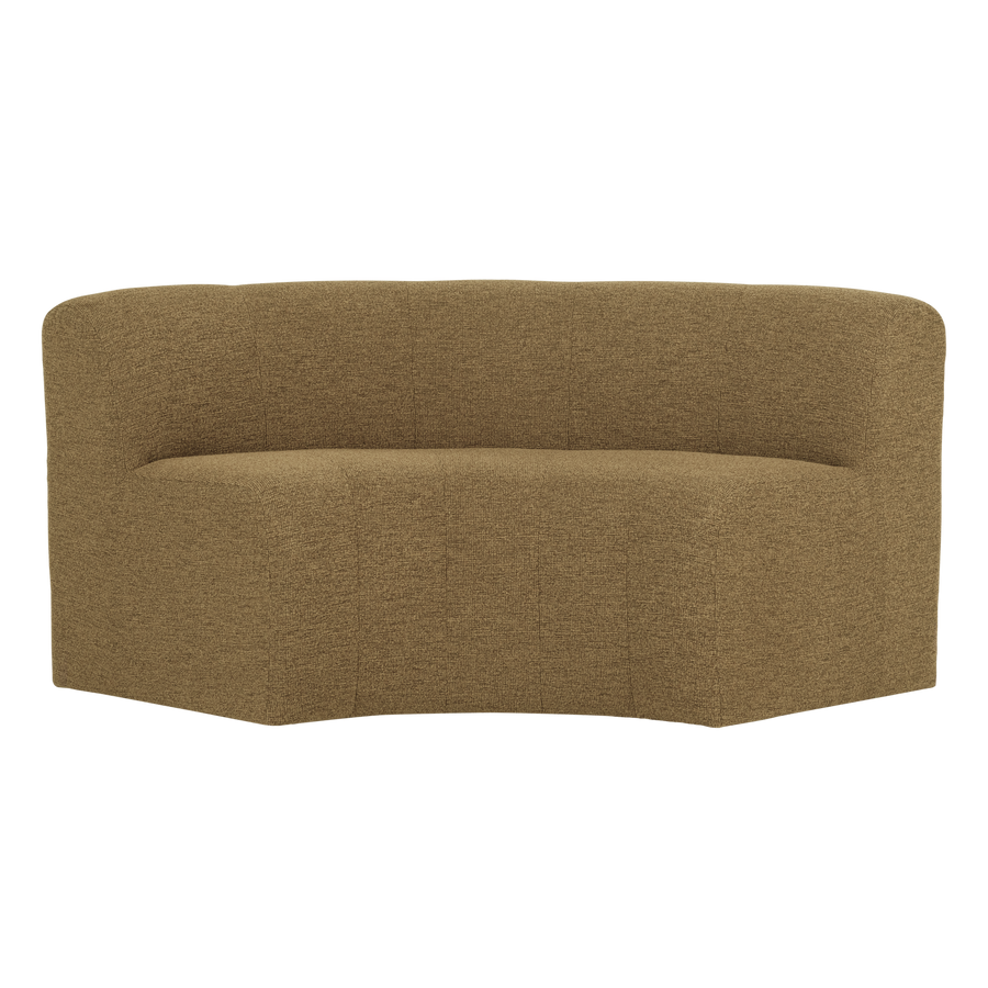 Mojo base eetbank halfronde hoek rugleuning boucle geel/bruin