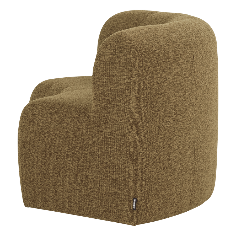 Mojo base eetbank halfronde hoek rugleuning boucle geel/bruin