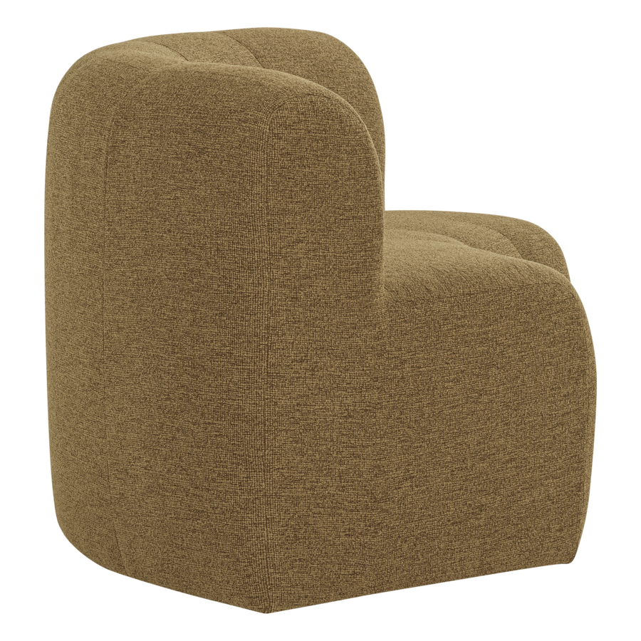 Mojo base eetbank halfronde hoek rugleuning boucle geel/bruin
