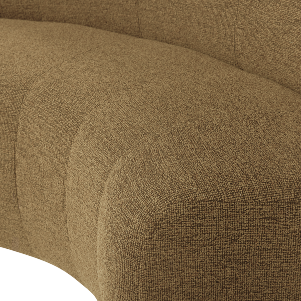 Mojo base eetbank halfronde hoek rugleuning boucle geel/bruin