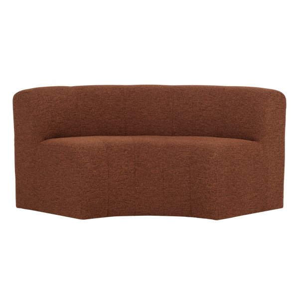 Mojo base eetbank halfronde hoek rugleuning boucle roestbruin