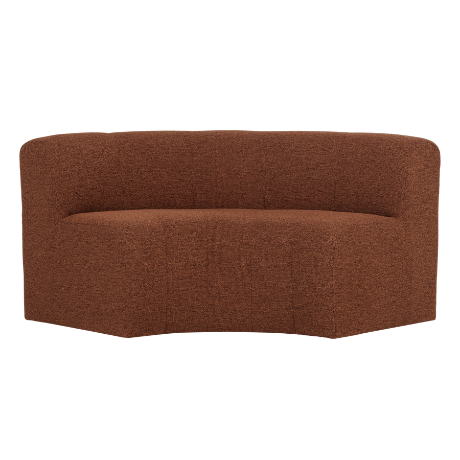 Mojo base eetbank halfronde hoek rugleuning boucle roestbruin